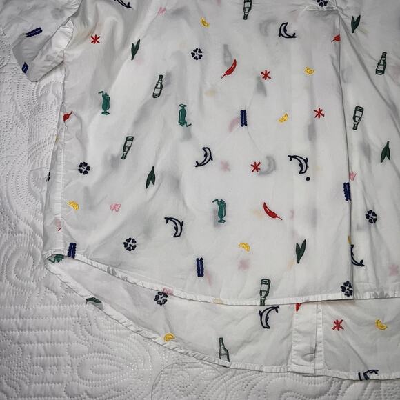 Madewell Courier Shirt Women Size XL White Summer Friday Embroidered Button Back - Picture 3 of 15